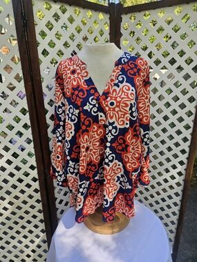 NWT Buckhead Betties Geometric Print Tunic Blouse, Size XXL